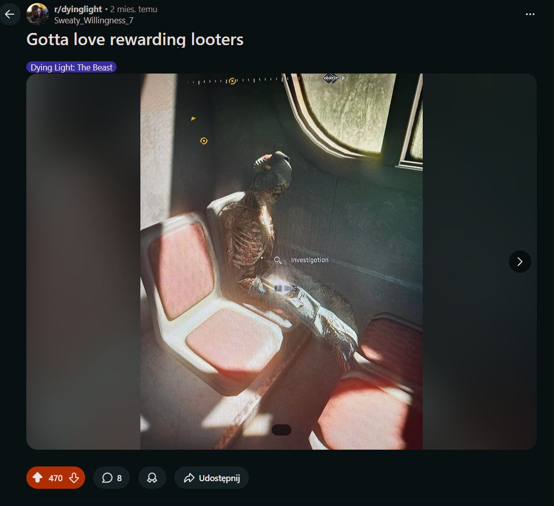Player reaction - rewarding looters