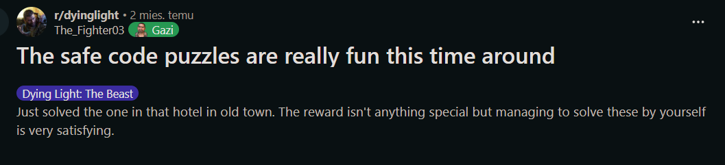 Player reaction - safe code puzzles