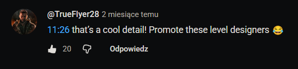 Player reaction - fitting soundtrack comment